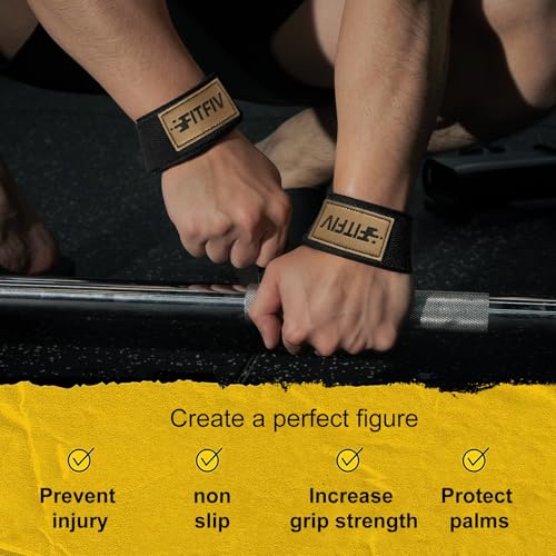 Lifting Straps for Weightlifting, Lifting Wrist Straps for Gym Strength Training, Neoprene-padded Wrist Cushion - Men & Women - color: Black Brown