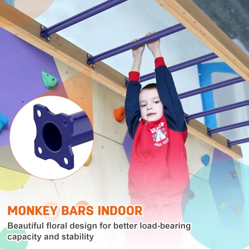 16.5 Inch Monkey Bars Kit Monkey Bar Ladder Rungs (Dark Blue, 12 Pcs) | Indoor Outdoor Metal Monkey Bars for Backyard - color: Blue Purple