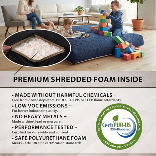 Matini Home 60" X 60" - Gymnastics Crash Pad with Cover Foam Blocks for Adults, Ideal Equipment to Jump, Train or Relax - Dark Blue Pattern - color: Dark Blue Pattern 60" X 60"