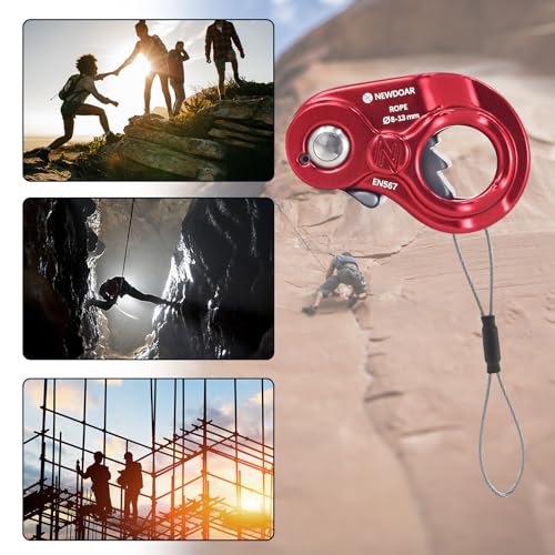 NewDoar Rope Ascender Lightweight Rope Clamp Ascender Riser Adjuster Fits 8-13mm Rope Self-Locking Grip for Rock Climbing,Hunting,Protection Rescue,Rappelling,Arborist,Gear Equipment - color: Red
