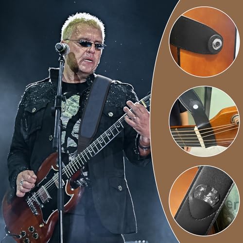 Guitar Straps for Electric Guitar Bass, Smooth Guitar Strap, 3" Wide Padded Straps with 3D Sponge Filling, Comes with 4 Picks + 2 Strap Locks + 1 Headstock Tie + 1 Tie Rope, Dark Blue - color: Smooth Deep Blue
