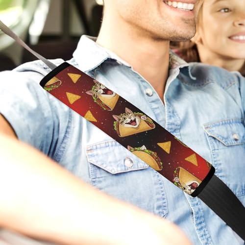 2PCS Universal Fit Car Seat Belt Pad for Kids, Most Cars, Funny Cat Food Taco Burrito Seat Belt Cushion, Shock Absorption - color: Pattern 310