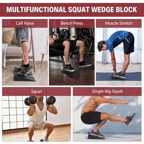 Proberos® 2 Pcs High Squat Wedge Block for Gym, High Bearing, Fitness Slant Board for Heel Elevation, Non-Slip Incline Wedge for Squats, Calf Raises & Weight Training Stability