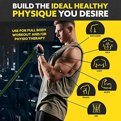Long Resistance Bands Set, 5 Pull Up Assistance Bands for Working Out | 5 resistance levels, natural latex construction, exercise bands for strength training, stretching and physical therapy - color: Green 2