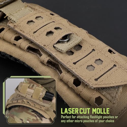 WYNEX Shoulder Strap Pad for Vest Carrier Accessories 2 Pack | 1000D Nylon Tactical Plate Shoulder Pads Strap Cushion, Flak Vest Shoulder Pads, Soft 3D Mesh Pads with Tactical Gear for Men - color: Khaki