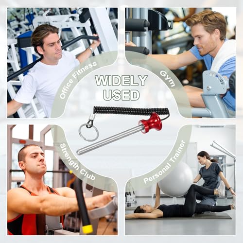 Weight Stack Pin, Weight Gym Pin Strength Training Equipment Replacement with Pull Rope for Commercial Home - color: Red, size: 0.4 x 4.7 Inch