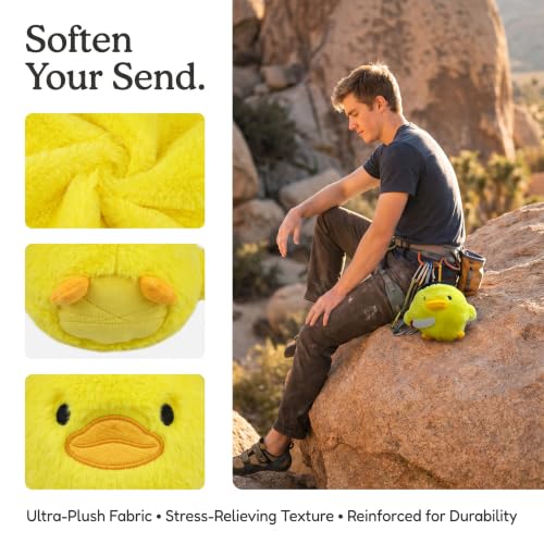 Cute Yellow Chick Plush Chalk Bag for Rock Climbing, Fluffy Animal Magnesium Pouch with Adjustable Strap, Novelty Chalk Bucket for Bouldering Gym Training