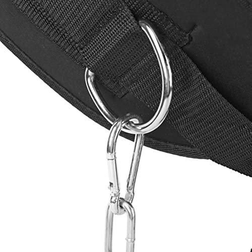Adjustable Dip Belt, Heavy Duty Dip Belt with Chain and Carabiner for Dips Pull Ups and Weightlifting Exercises, Premium Fabric Weight Training Belt for Men and Women