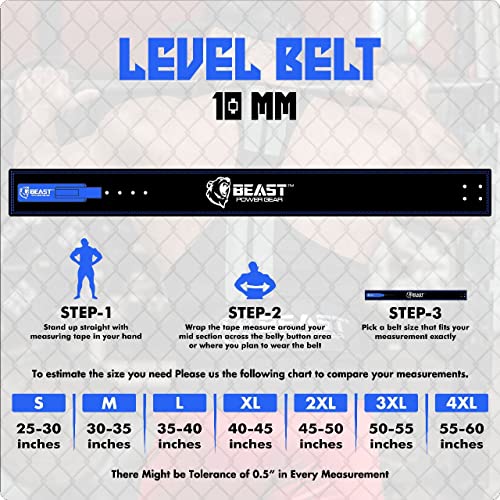 Beast Power Gear Weight Lifting Belt Lever Buckle 10MM 13MM Thick & 4 Inches Free Strap Weightlifting, Powerlifting, Deadlifts, Squats Men Women - color: Black/Blue, size: Small