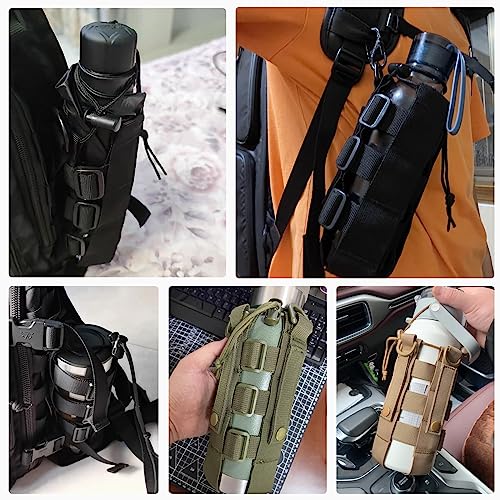 TRIWONDER Tactical MOLLE Water Bottle Pouch H2O Hydration Carrier, Military Bottle Holder Molle Drink Holder Travel Water Bottle Bag for Backpack Camping Outdoor - color: 05 Black
