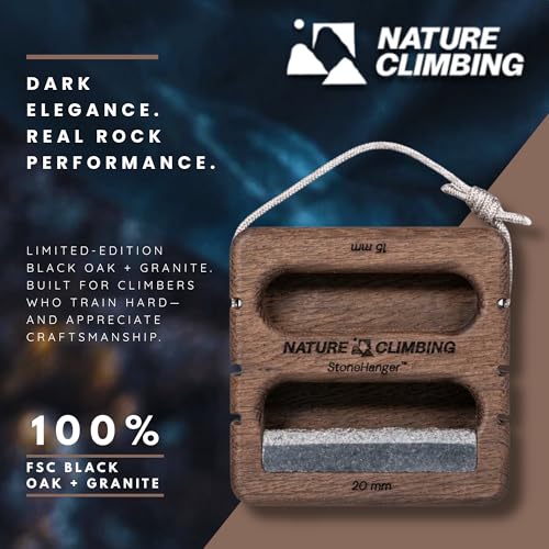 Portable Hangboard | Rock Climbing Hangboard | Hang Board for Climbing | Fingerboard | Strengthen Your Fingers | Bouldering Gifts | Hard Wood - color: Black Edition - Granite