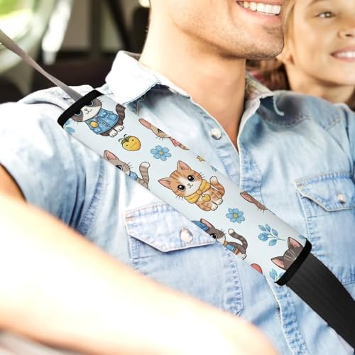 2 Pack Kitten Cats Seat Belt Cover Universal Fit Shoulder Harness Cover for Girls and Boys, Car Seats Pushchair Strollers High Chair Pushchair - color: Pattern 911