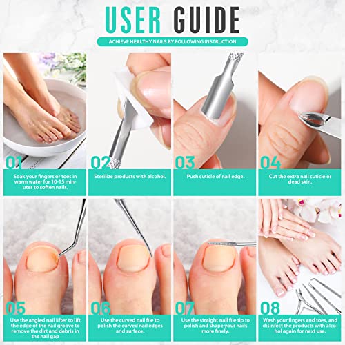 FANDAMEI Ingrown Toenail Removal Kit, Pedicure Tools, Nail Care Kit, Cuticle Trimmer, Nail Cuticle Nippers, Cuticle Kit Stainless Steel, Cuticle Clippers, Cuticle Pushers, Manicure Kit, Pedicure Kit - color: Silver