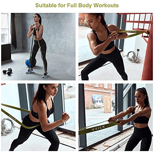 VEICK Pull Up Assist Resistance Bands for Home Gym | 100% Natural Latex, Non Slip Leather Texture, Space Saving, Versatile for Full Body Training, Home Gym - color: Green Set of 5 + Handles