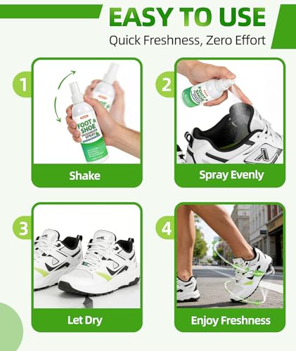 Shoe Deodorizer Spray, 5 fl oz Powerful Foot & Shoe Odor Eliminator | Fast-Acting, Long-Lasting, Foot Spray for Smelly Feet, Shoe Freshener Spray for Shoes, Gym Bags, Helmets - size: 5 Fl Oz (Pack of 1)