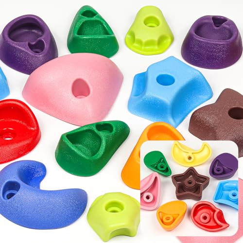 TOPNEW Climbing Holds for Kids, Rock Wall Holds with Hardware - Climbing Rocks for Indoor Outdoor Playground Climbing Wall (20 Pcs) - style: 20 Pcs