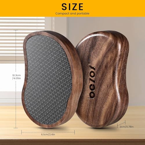BEZOX Glass Foot File - Nano-Glass Pumice Stone Foot Scrubber, Heel File Callus Remover for Silky Smooth Feet, Portable Pedicure Tool for Summer & Vacation - Walnut Wood Handled