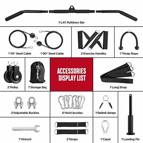 FitBeast Pulley System Gym, Cable Weight Pulley System for Gym LAT Pulldown, Biceps Curl Workout, Ideal Home Gym Equipment for Forearm, Shoulder, Strength Training - style: Set with Multi-functional Bar