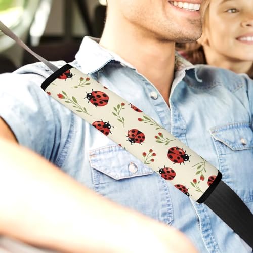 2PCS Cute Ladybugs Seat Belt Cover Breathable Automotive Seat Belt Protector for Adult Use, Most Cars, Pressure Relief - color: Pattern 167