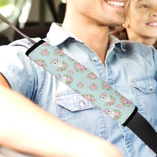 2 Pack Crown Pink Roses Light Blue Owl Floral Seat Belt Cover Universal Fit Seat Belt Cushion for Kids, Stroller Pushchair High Chair, Neck and Shoulder Support - color: Pattern 422