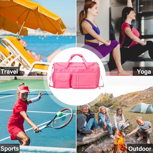 MAXTOP Gym Bag for Women Men Travel Duffle Bag Large Capacity Carry On Weekender Overnight Bag With Shoe Compartment Gym Tote Dry Wet Separation Duffel Bag for Travel - color: Rose, style: Gym Bag