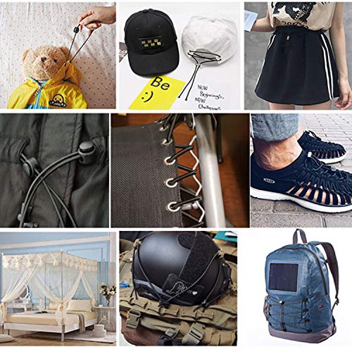 Kare & Kind 30 Pcs Plastic Cord Locks & Elastic Bungee Cord - Single Hole and Double Hole Drawstring Stoppers - Use for Shoelace, Clothing, Bag, Backpack, Camping Equipment - for DIY, Crafting, Gift