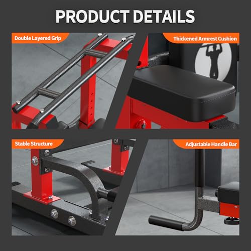 SogesPower Multi-Function Power Tower Pull Up Bar Station for Home Gym | 10-Level Adjustable Height Pull Up Bar Stand Dip Station Strength Training Workout Equipment - color: Red