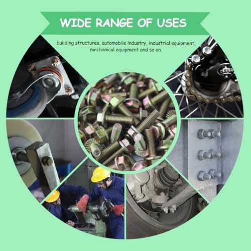 214pcs Grade 10.9 Metric Flange Bolts Assortment Kit, M8x1.25 Bolts (16-45mm), Metric Bolts and Nuts Assortment, Hex Bolt and Nut Washers Kit, Yellow Zinc Plated - size: 214PCS Metric Flange Bolt Kit M8, Grade 10.9