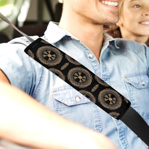 Universal Soft and Comfortable Seat Belt Cover for Adult Use, Stroller Pushchair High Chair, 2 Pack Viking Design Magical Runic Compass Shoulder Harness Cover - color: Pattern 39
