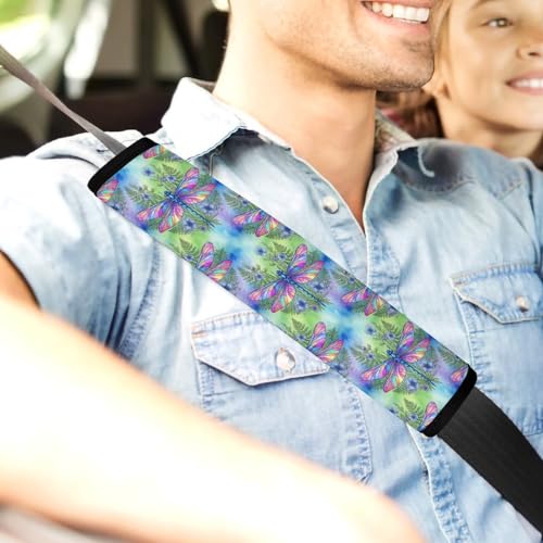 2 Pack Dragonfly Purple Flowers Seat Belt Shoulder Pad Universal Soft and Comfortable Seat Belt Covers Cushion for Kids, Most Cars, Comfortable Driving - color: Pattern 1219
