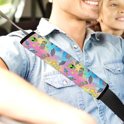 2 Piece Alien Cartoon Outer Space Planet UFO Car Seat Straps Shoulder Pads Universal Fit Automotive Seat Belt Protector for Kids, Car Seats Pushchair Strollers High Chair Pushchair - color: Pattern 21
