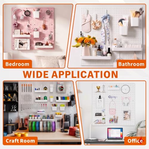 FZK 28-Packs Peg Board Organizer Accessories Kit, Black | Includes ABS bins, shelves, book racks, and pegboard hooks, fits standard pegboards, ideal for home, office and gaming room - color: Black