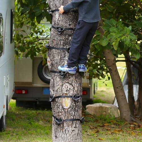TOPNEW 18PCS Ninja Tree Climbing Holds and 6 Sturdy Ratchet Straps for Kids Tree Climbing, Large Climbing Rocks for Outdoor Ninja Warrior Obstacle Course Training - style: 18 Black Climbing Holds