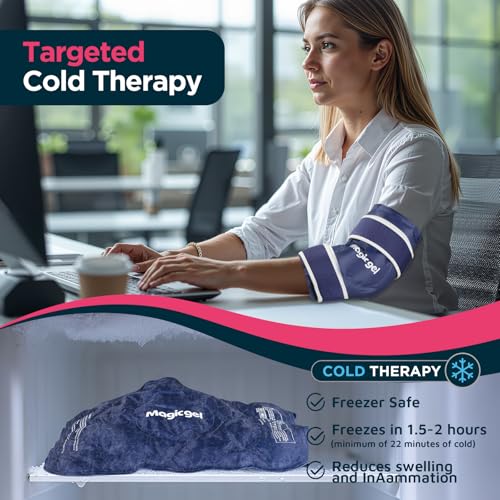 Magic Gel Elbow Ice Pack Wrap - Reusable and Adjustable Arm Sleeve for Cold Compression - Pitchers Tennis Players Baseball Players Men Women - Easy to Freeze - style: Elbow Ice Pack