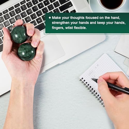 Learay 2Pcs Baoding Balls, Boading Balls for Hand Therapy, Green, 2 inch | Chinese Health Exercise Massage Balls with Carry Pouch for Stress Relief Meditation Ball - color: Green/2 Inch