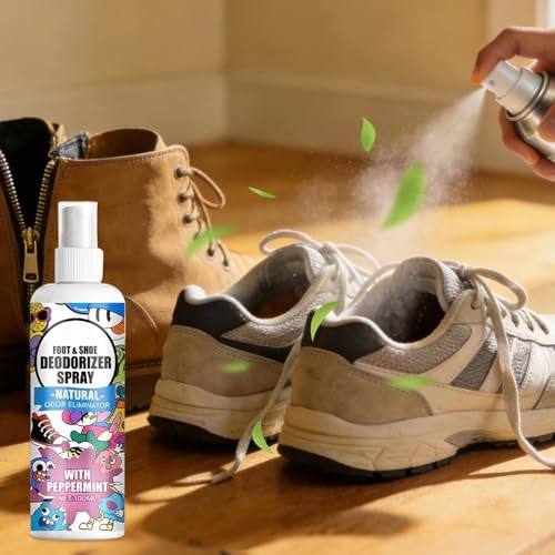 Shoe Spray Deodorizer 100ml Smell Eliminator Spray for Footwear | Footwear Odor Removal Mist for Travel Hiking Home Tennis Leather Fabric Canvas Sneaker
