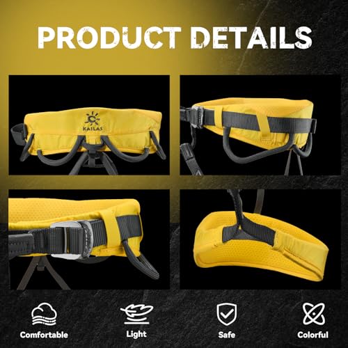 KAILAS Airo Rock Climbing Harness Men Roofing Harnesses Rescue Mountaineering Safety Belt Women Comfortable Lightweight - color: Yellow, size: X-Small
