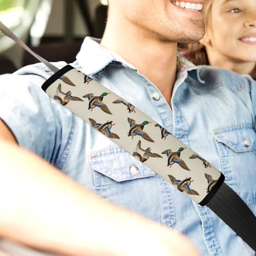 Soft Padded Seat Belt Cover for Girls and Boys, Stroller Pushchair High Chair, 2 Piece Flying Mallard Ducks Shoulder Protector Anti-Slip Pad - color: Pattern 49