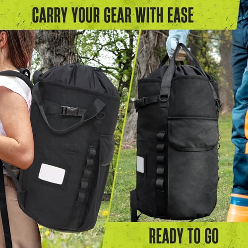 Arborist Rope Bag, 35L Tree Climbing Rope Bag, Arborist Equipment Bucket Backpack, Arborist Gear Carrier Bag with Side Pockets, Tough Rock Climbing Backpack, Rock and Tree Climbing Gear - color: Yellow