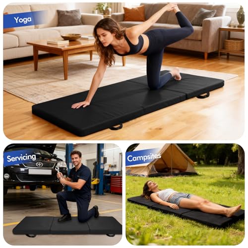 JZHLLA Foldable Fall Protection Mat for Elderly Blue Waterproof Non Slip Floor Mats with High-Resilience Foam 72 * 24 * 2 Inch Bedside Floor Mats for Elderly, Handicap, Senior(Black) - size: 72 x 24 x 2 inches