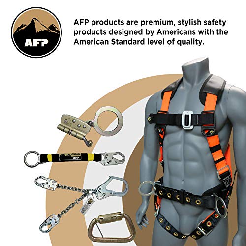 AFP 6FT Double Leg Internal Shock Absorbing Safety Fall Protection Lanyard with Dual Aluminum Pelican Rebar & Steel Snap Hook | Heavy-Duty Webbing | OSHA & ANSI Rated (Aluminum)