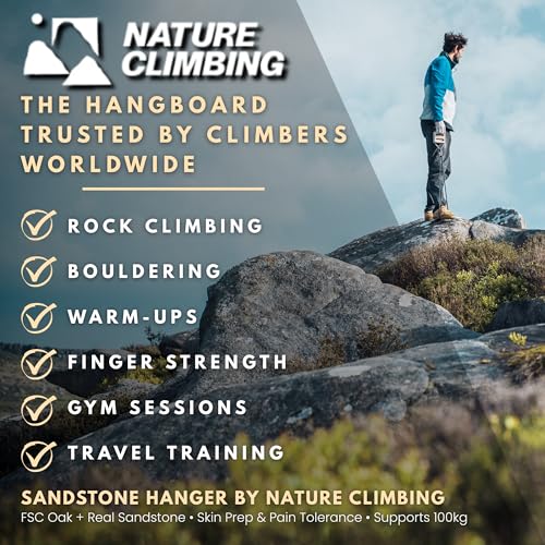 Portable Hangboard | Rock Climbing Hangboard | Hang Board for Climbing | Fingerboard | Strengthen Your Fingers | Bouldering Gifts | Hard Wood - color: Sandstone