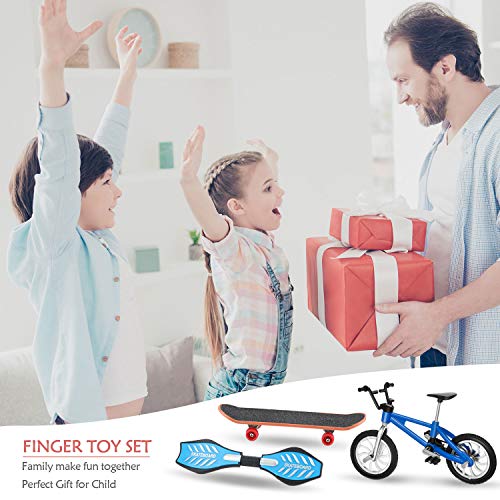 Sumind 18 Pcs Mini Finger Toys Set Includes Finger Skateboards, Bikes, Mini Scooters and Matched Wheels and Tools Accessories Fingertip Movement Educational Toys for Kids Gifts Party Favors
