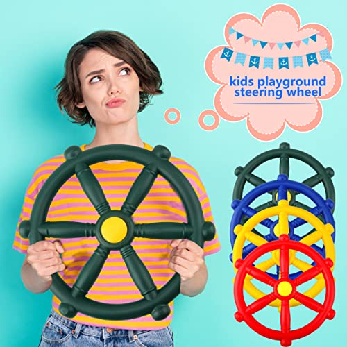 Playground Steering Wheel Plastic Pirate Ship Wheel Playground Swingset Steering Wheel Playset Accessories for Kids Outdoor Backyard Playhouse Treehouse (1, Blue) - color: Blue