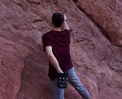 Rock Climbing Chalk Bag | Wide Opening & Fleece Lined | Removable Belt | Large Zippered Pocket | Brush Holder Loops | Bouldering, Gym, Crossfit - color: Dusk