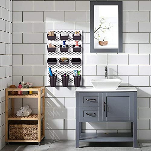 Pegboard Bins With Hooks, 12 Pack Peg Board Garage Tool Storage Organizers | 1/8" 1/4" Pegboard Accessories, Plastic Hanging Organizer Bins, Tool Storage for Screws Nuts Bolts Nails Small Hardware Parts