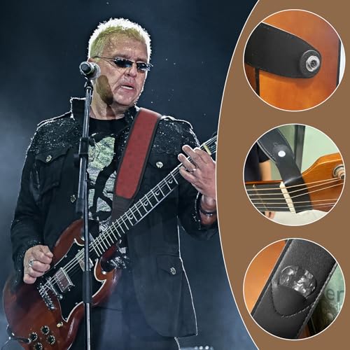 Guitar Straps for Electric Guitar Bass, Smooth Guitar Strap, 3" Wide Padded Straps with 3D Sponge Filling, Comes with 4 Picks + 2 Strap Locks + 1 Headstock Tie + 1 Tie Rope, Red Butterfly - color: Smooth Red Butterfly