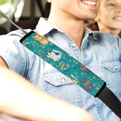 Universal Soft and Comfortable Colorful Cats Cherry Seat Belt Shoulder Pad for Kids, Most Cars, 1 Pair Seat Belt Covers Cushion Anti-Slip Pad - color: Pattern 217