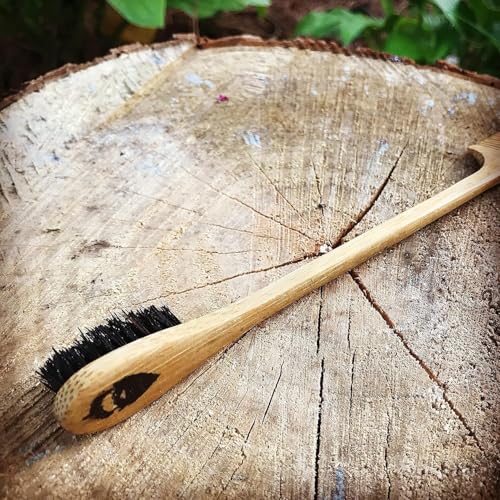 2-in-1 Sapling Mustache Brush & Comb (2-pack) from Green Beard Grmng - Boar Bristle & Bamboo