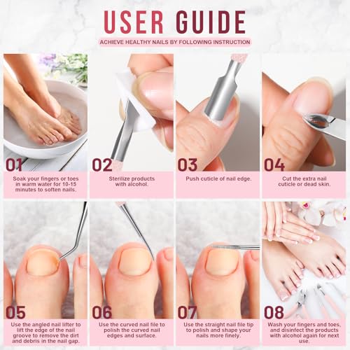 FANDAMEI Cuticle Kit, 4 PCS Nail Care Kit, Cuticle Trimmer, Cuticle Nippers, Ingrown Toenail Removal Kit, Cuticle Clippers, Cuticle Pusher, Nail Cuticle Trimmer, Manicure and Pedicure Kit, Nail Tools - color: Pink